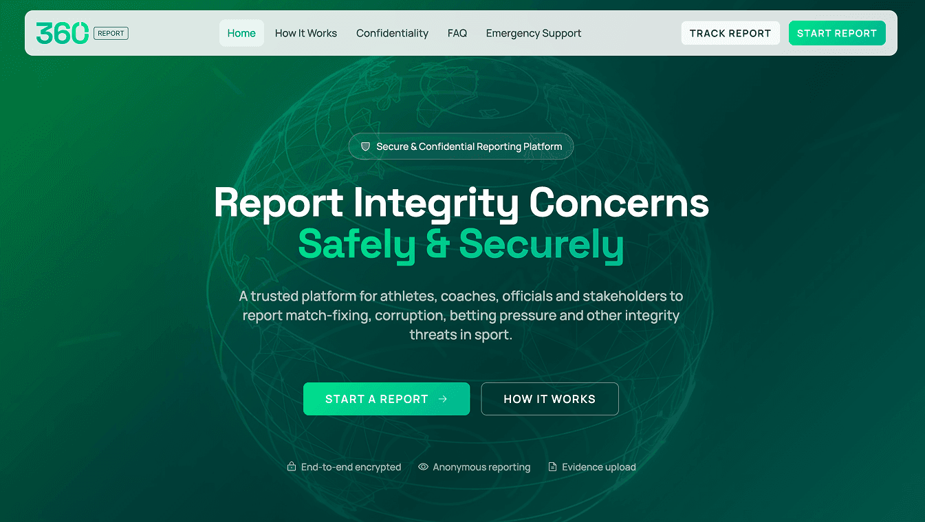 360 Report home page for reporting integrity concerns safely and securely